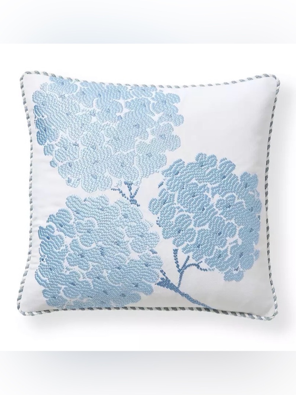 Serena + Lily Embroidered Icon Hydrangea Outdoor Pillow Cover 20x20 NEW